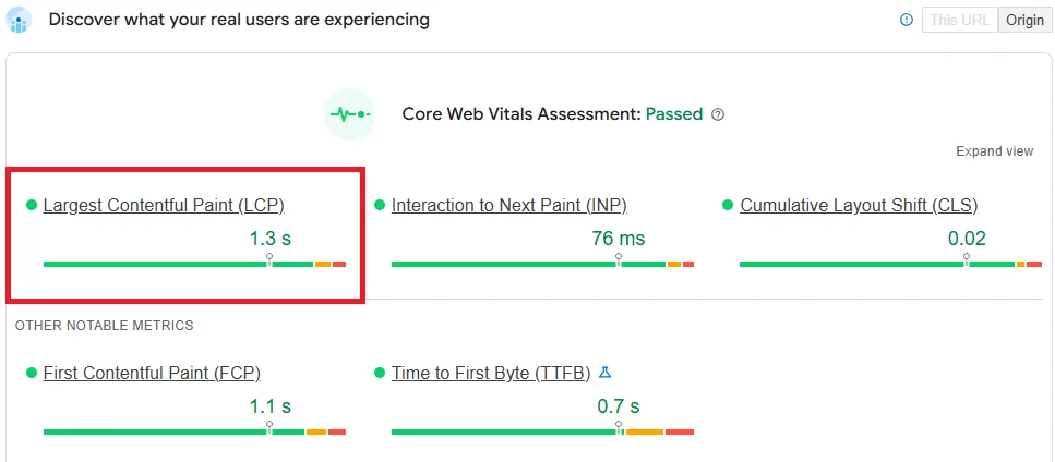PageSpeed Insights performance audit highlighting how to optimize Largest Contentful Paint in WordPress.